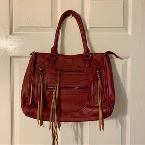Steve Madden maroon strappy zippered tote